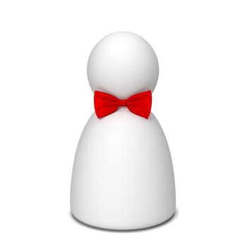 Human figure with bow tie. 3d illustration isolated on white background