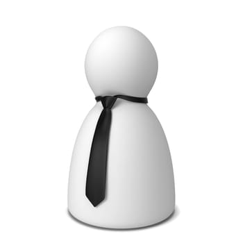 Human figure with tie. 3d illustration isolated on white background