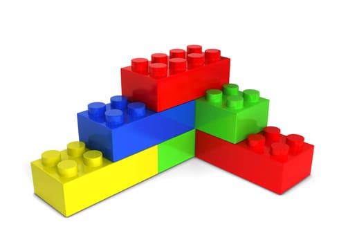 Toy bricks. 3d illustration isolated on white background