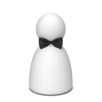 Human figure with bow tie. 3d illustration isolated on white background