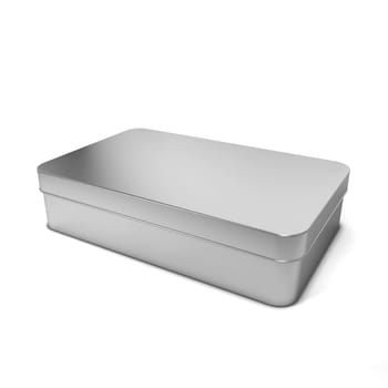Metal box. 3d illustration isolated on white background