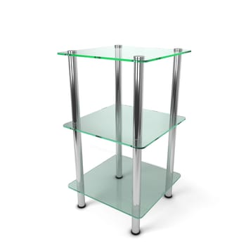 Glass display. 3d illustration isolated on white background