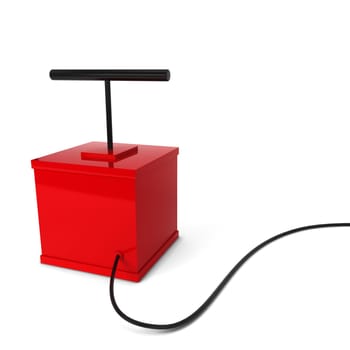 Red detonator. 3d illustration isolated on white background