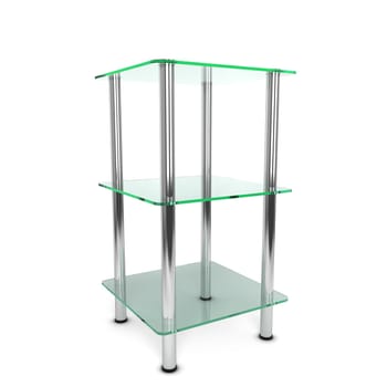 Glass display. 3d illustration isolated on white background