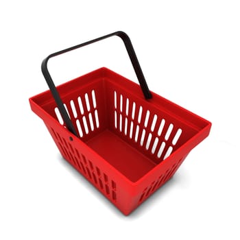 Red basket. 3d illustration isolated on white background