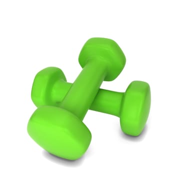 Fitness dumbbells. 3d illustration isolated on white background