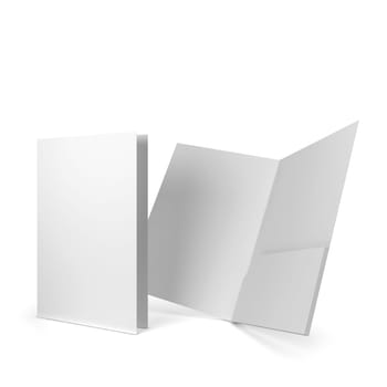 Blank paper folder. 3d illustration isolated on white background