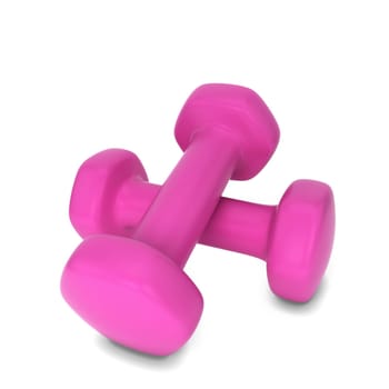 Fitness dumbbells. 3d illustration isolated on white background