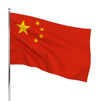 Flag of China. 3d illustration isolated on white background