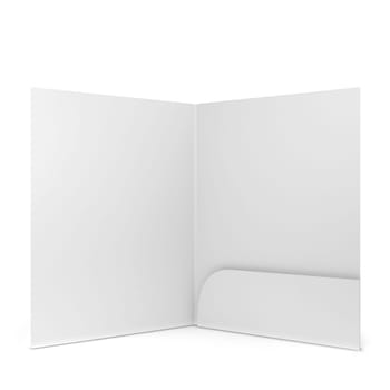 Blank paper folder. 3d illustration isolated on white background