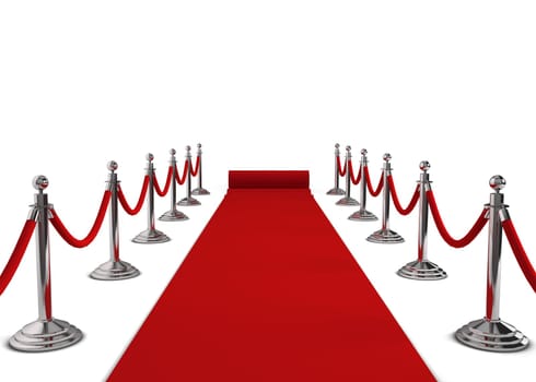 Red carpet. 3d illustration isolated on white background