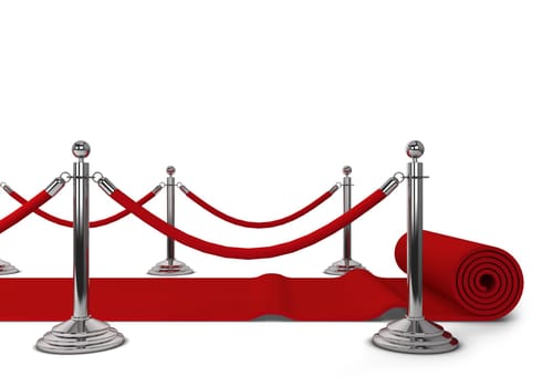 Red carpet. 3d illustration isolated on white background