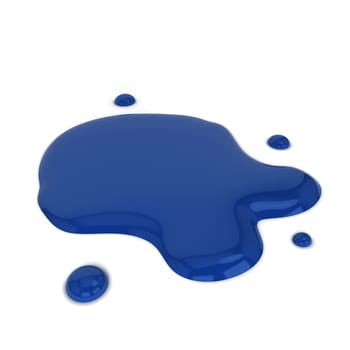 Blue puddle. 3d illustration isolated on white background
