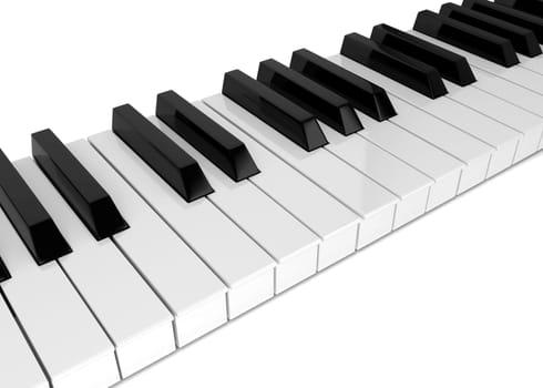 Piano keys. 3d illustration isolated on white background