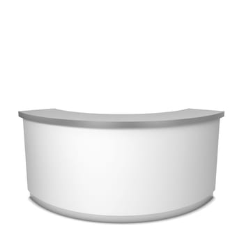 Blank reception counter. 3d illustration isolated on white background