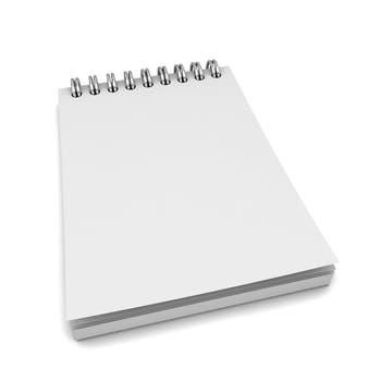 Blank notebook. 3d illustration isolated on white background