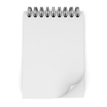Blank notebook. 3d illustration isolated on white background
