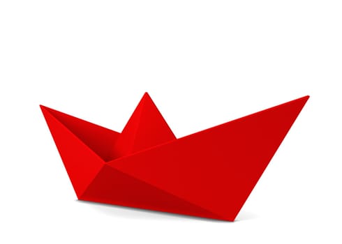Paper boat. 3d illustration isolated on white background