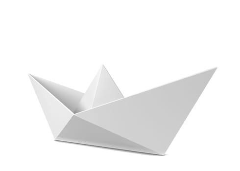 Paper boat. 3d illustration isolated on white background