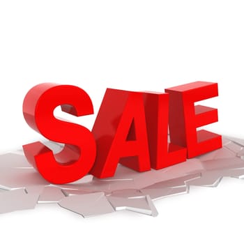 Sale breaking ground. 3d illustration isolated on white background