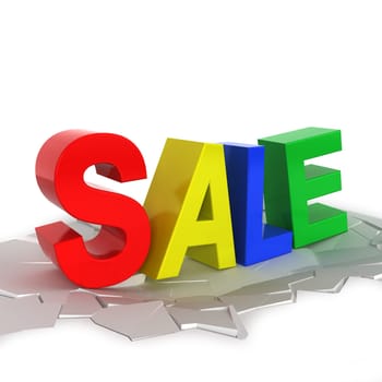 Sale breaking ground. 3d illustration isolated on white background