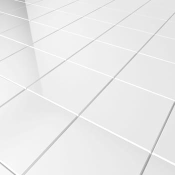 White tiles. 3d background