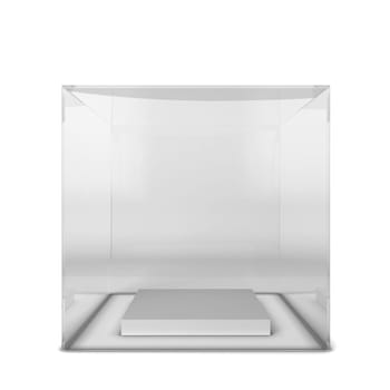 Empty showcase. 3d illustration isolated on white background