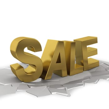 Sale breaking ground. 3d illustration isolated on white background