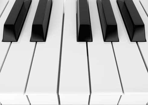 Piano keys. 3d illustration isolated on white background