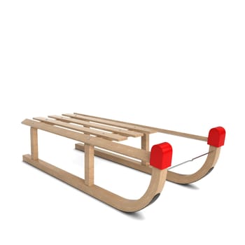 Wooden sledge. 3d illustration isolated on white background