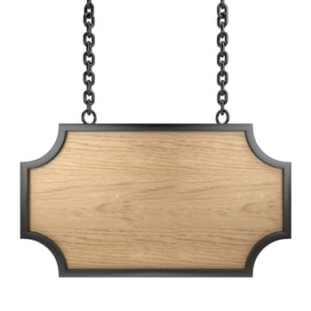 Wooden signboard. 3d illustration isolated on white background