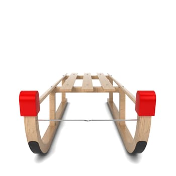 Wooden sledge. 3d illustration isolated on white background