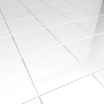 White tiles. 3d background