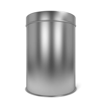 Tin box. 3d illustration isolated on white background