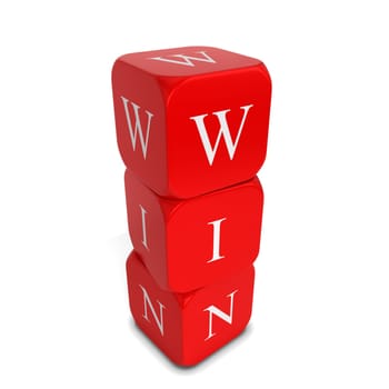 Win dices. 3d illustration isolated on white background