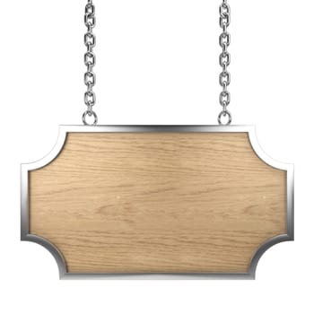 Wooden signboard. 3d illustration isolated on white background