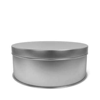 Tin box. 3d illustration isolated on white background