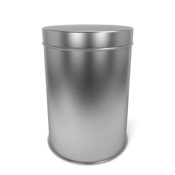 Tin box. 3d illustration isolated on white background