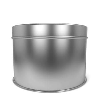 Tin box. 3d illustration isolated on white background