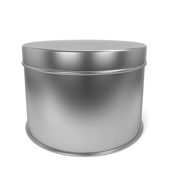 Tin box. 3d illustration isolated on white background