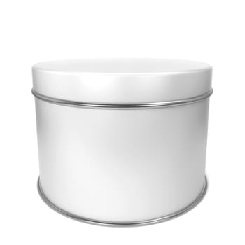 Tin box. 3d illustration isolated on white background