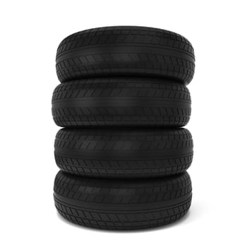Black tires. 3d illustration isolated on white background