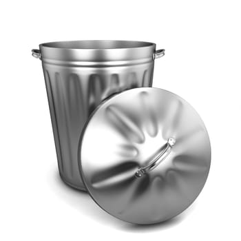 Trash can. 3d illustration isolated on white background