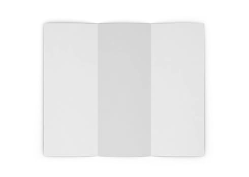 Blank trifold. 3d illustration isolated on white background