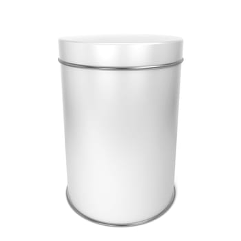 Tin box. 3d illustration isolated on white background