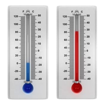 Weather thermometers. 3d illustration isolated on white background