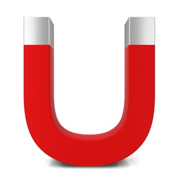 Red magnet. 3d illustration isolated on white background