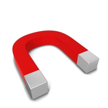Red magnet. 3d illustration isolated on white background