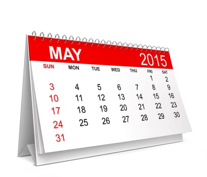 2015 Calendar. May. 3d illustration isolated on white background