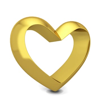 Golden heart. 3d illustration isolated on white background